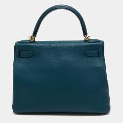 Pre Owned Hermes Colvert Taurillon Clemence Leather Gold Finish Kelly Retourne 28 Bag