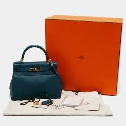 Pre Owned Hermes Colvert Taurillon Clemence Leather Gold Finish Kelly Retourne 28 Bag