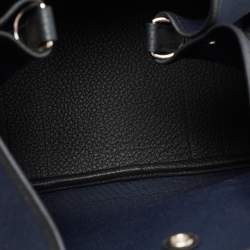 Pre Owned Hermes Noir/Bleu Marine Vache Country Leather and Military Toile Garden Party Pockets 36 Bag