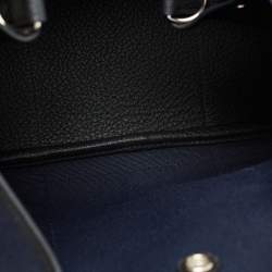 Pre Owned Hermes Noir/Bleu Marine Vache Country Leather and Military Toile Garden Party Pockets 36 Bag