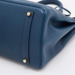 Hermès Bleu De Prusse Togo Leather Gold Plated Birkin 35 Bag