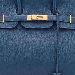 Hermès Bleu De Prusse Togo Leather Gold Plated Birkin 35 Bag