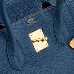 Hermès Bleu De Prusse Togo Leather Gold Plated Birkin 35 Bag