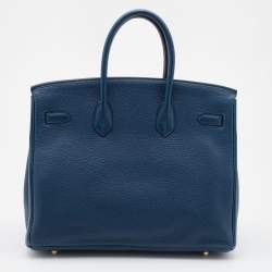 Hermès Bleu De Prusse Togo Leather Gold Plated Birkin 35 Bag