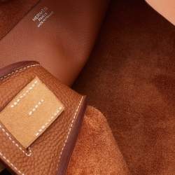 Pre Owned Hermes Gold Swift/Vache Hunter and Taurillon Clemence Leather Virevolte 24 Bag