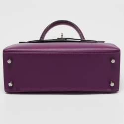 Pre Owned Hermes Anemone Epsom Leather Palladium Finish Kelly Sellier 25 Bag
