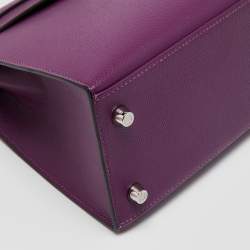 Pre Owned Hermes Anemone Epsom Leather Palladium Finish Kelly Sellier 25 Bag