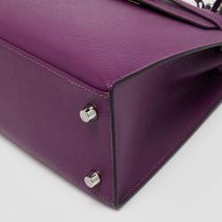 Pre Owned Hermes Anemone Epsom Leather Palladium Finish Kelly Sellier 25 Bag