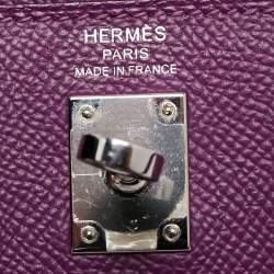 Pre Owned Hermes Anemone Epsom Leather Palladium Finish Kelly Sellier 25 Bag