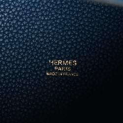 Pre Owned Hermes Deep Blue Taurillon Maurice Leather Picotin Lock 22 Bag