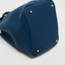 Pre Owned Hermes Deep Blue Taurillon Maurice Leather Picotin Lock 22 Bag