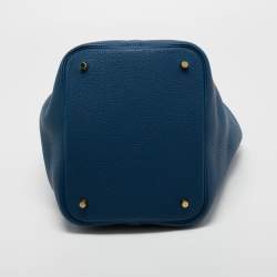 Pre Owned Hermes Deep Blue Taurillon Maurice Leather Picotin Lock 22 Bag