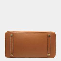 مملوكة مسبقًا Hermes Brown Courchevel Leather Gold Hardware Birkin 35 Bag 
