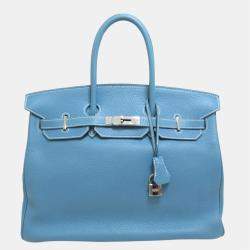 Hermes Evelyne Bag Clemence Leather Palladium Hardware In Navy Blue