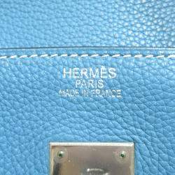 مملوكة مسبقًا Hermes Blue Taurillon Clemence Leather Palladium Hardware Birkin 35 Bag 