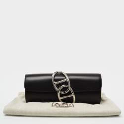 Pre Owned Hermes Black Box Calf Leather Egee Clutch