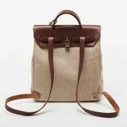Hermes Natural/Havane Toile and Leather 2-in-1 Herbag Backpack