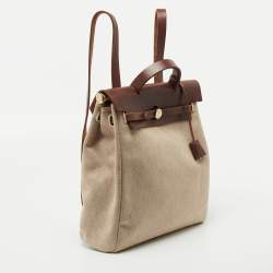 Hermes Natural/Havane Toile and Leather 2-in-1 Herbag Backpack
