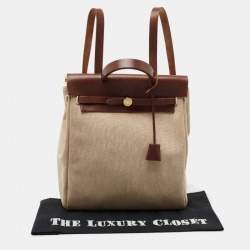 Hermes Natural/Havane Toile and Leather 2-in-1 Herbag Backpack
