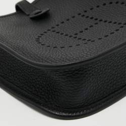 Pre Owned Herm�ès Noir Taurillon Clemence Leather Evelyne TPM Bag