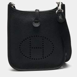 Pre Owned Hermès Noir Taurillon Clemence Leather Evelyne TPM Bag