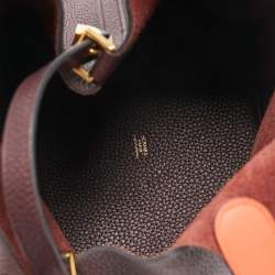 Pre Owned Hermes Prune/Orange Poppy Taurillon Clemence Leather Picotin Lock 22 Bag
