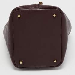 Pre Owned Hermes Prune/Orange Poppy Taurillon Clemence Leather Picotin Lock 22 Bag