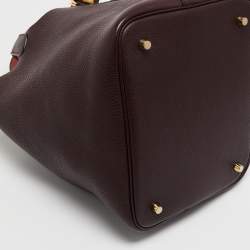 Pre Owned Hermes Prune/Orange Poppy Taurillon Clemence Leather Picotin Lock 22 Bag