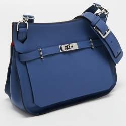 Pre Owned Hermès Blue Brighton/Capucine Swift Leather Palladium Finish Jypsiere 28 Bag