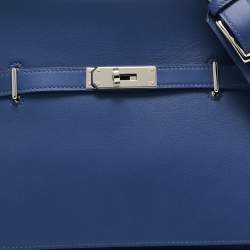 Pre Owned Hermès Blue Brighton/Capucine Swift Leather Palladium Finish Jypsiere 28 Bag
