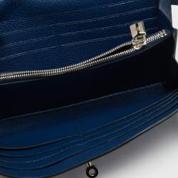 Hermes Bleu De Malte Chevre Mysore Leather Kelly Classic Wallet 
