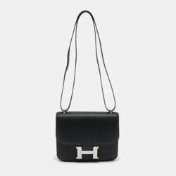 Pre Owned Hermès Black Epsom Leather Palladium Finish Constance 18 Bag