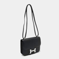 Pre Owned Hermès Black Epsom Leather Palladium Finish Constance 18 Bag