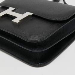 Pre Owned Hermès Black Epsom Leather Palladium Finish Constance 18 Bag