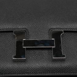 Pre Owned Hermès Black Epsom Leather Palladium Finish Constance 18 Bag