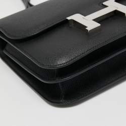 Pre Owned Hermès Black Epsom Leather Palladium Finish Constance 18 Bag