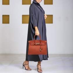 Hermes Capucine Togo Leather Palladium Finish Birkin 35 Bag
