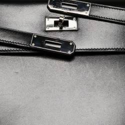Pre Owned Hermes Black Box Leather Palladium Finish Kelly Sellier 32 Bag