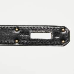 Pre Owned Hermes Black Box Leather Palladium Finish Kelly Sellier 32 Bag