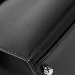 Pre Owned Hermes Black Box Leather Palladium Finish Kelly Sellier 32 Bag