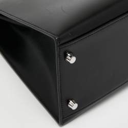 Pre Owned Hermes Black Box Leather Palladium Finish Kelly Sellier 32 Bag
