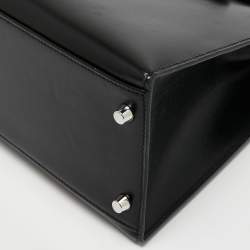 Pre Owned Hermes Black Box Leather Palladium Finish Kelly Sellier 32 Bag