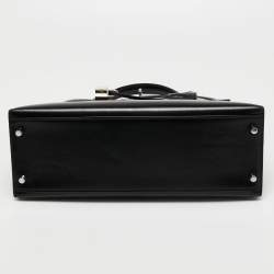 Pre Owned Hermes Black Box Leather Palladium Finish Kelly Sellier 32 Bag
