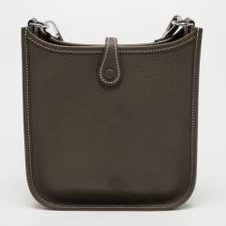 Pre Owned Hermès Etoupe Taurillon Clemence Leather Evelyne TPM 16 Bag