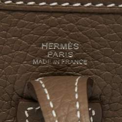 Pre Owned Hermès Etoupe Taurillon Clemence Leather Evelyne TPM 16 Bag