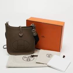 Pre Owned Hermès Etoupe Taurillon Clemence Leather Evelyne TPM 16 Bag