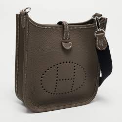 Pre Owned Hermès Etoupe Taurillon Clemence Leather Evelyne TPM 16 Bag