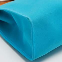 Pre Owned Hermes Celeste/Natural Canvas and Leather Herbag Zip 31 Bag