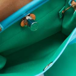 Pre Owned Hermes Celeste/Natural Canvas and Leather Herbag Zip 31 Bag