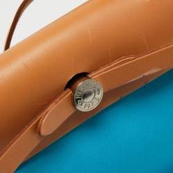 Pre Owned Hermes Celeste/Natural Canvas and Leather Herbag Zip 31 Bag